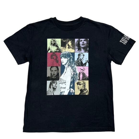 Taylor Swift Eras Tour Band T-Shirt Unisex Small Black Cities Songs Double Sided - Picture 1 of 7